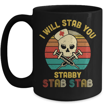 Vintage Skull I Will Stab You Stabby Funny Nurse Halloween Mug | siriusteestore