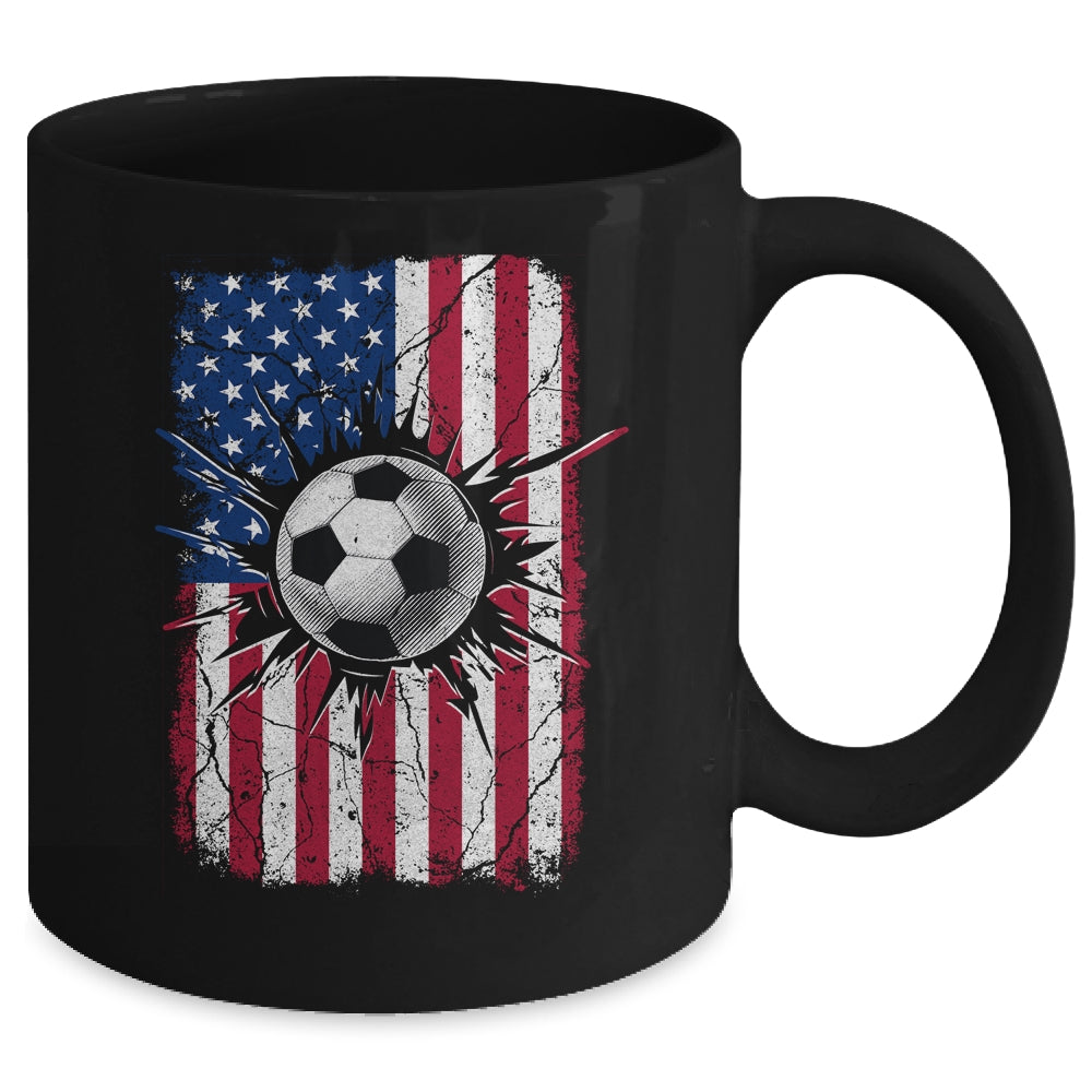 Vintage Soccer 4th of July Men USA American Flag Boys Mug | siriusteestore