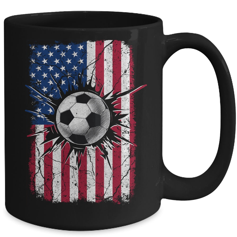 Vintage Soccer 4th of July Men USA American Flag Boys Mug | siriusteestore