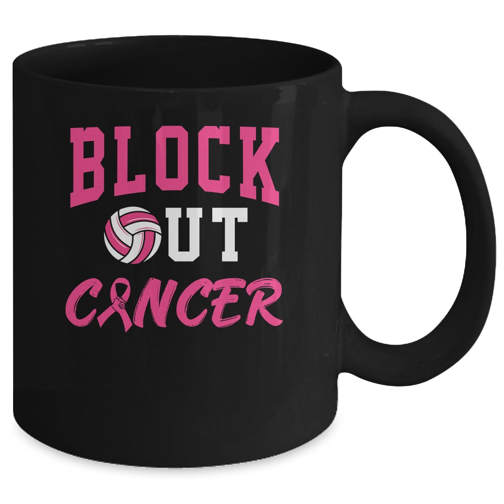 Volleyball Breast Cancer Awareness Block Out Cancer Mug | siriusteestore