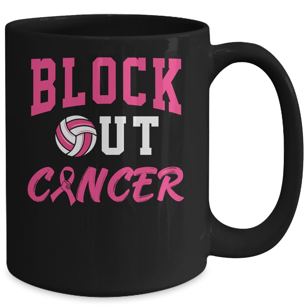 Volleyball Breast Cancer Awareness Block Out Cancer Mug | siriusteestore