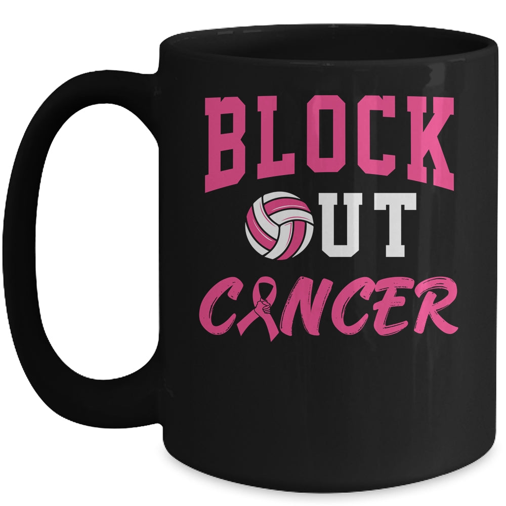 Volleyball Breast Cancer Awareness Block Out Cancer Mug | siriusteestore