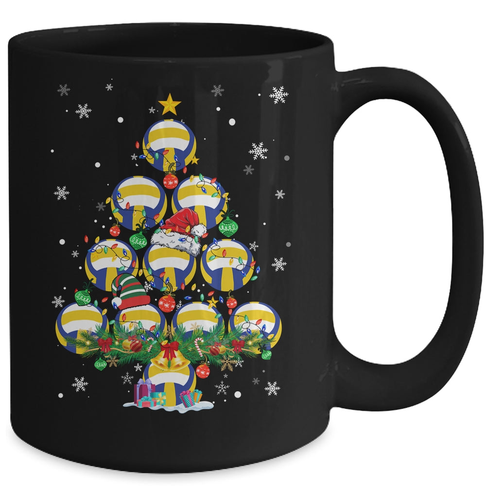 Volleyball Christmas Tree Santa Pickleball X Mas Lights Mug | siriusteestore