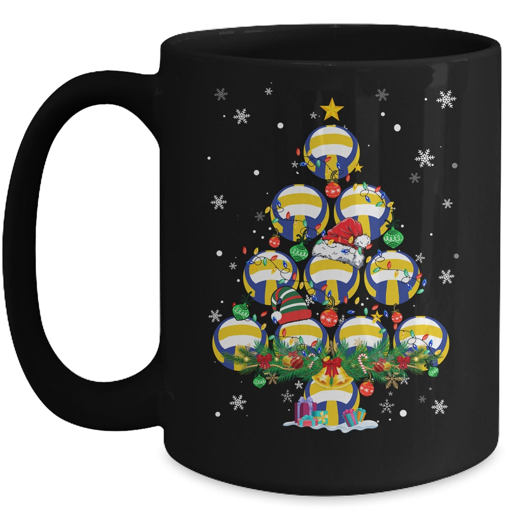 Volleyball Christmas Tree Santa Pickleball X Mas Lights Mug | siriusteestore