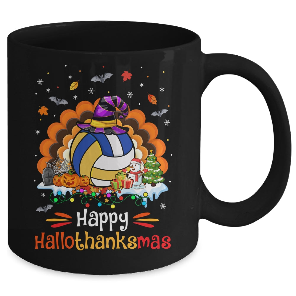 Volleyball Halloween Christmas Thanksgiving Hallothanksmas Mug | siriusteestore