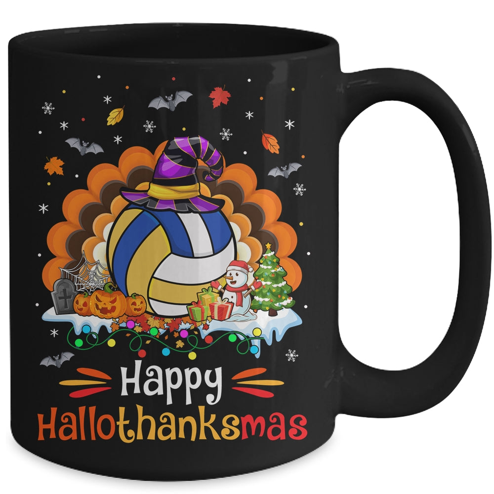 Volleyball Halloween Christmas Thanksgiving Hallothanksmas Mug | siriusteestore
