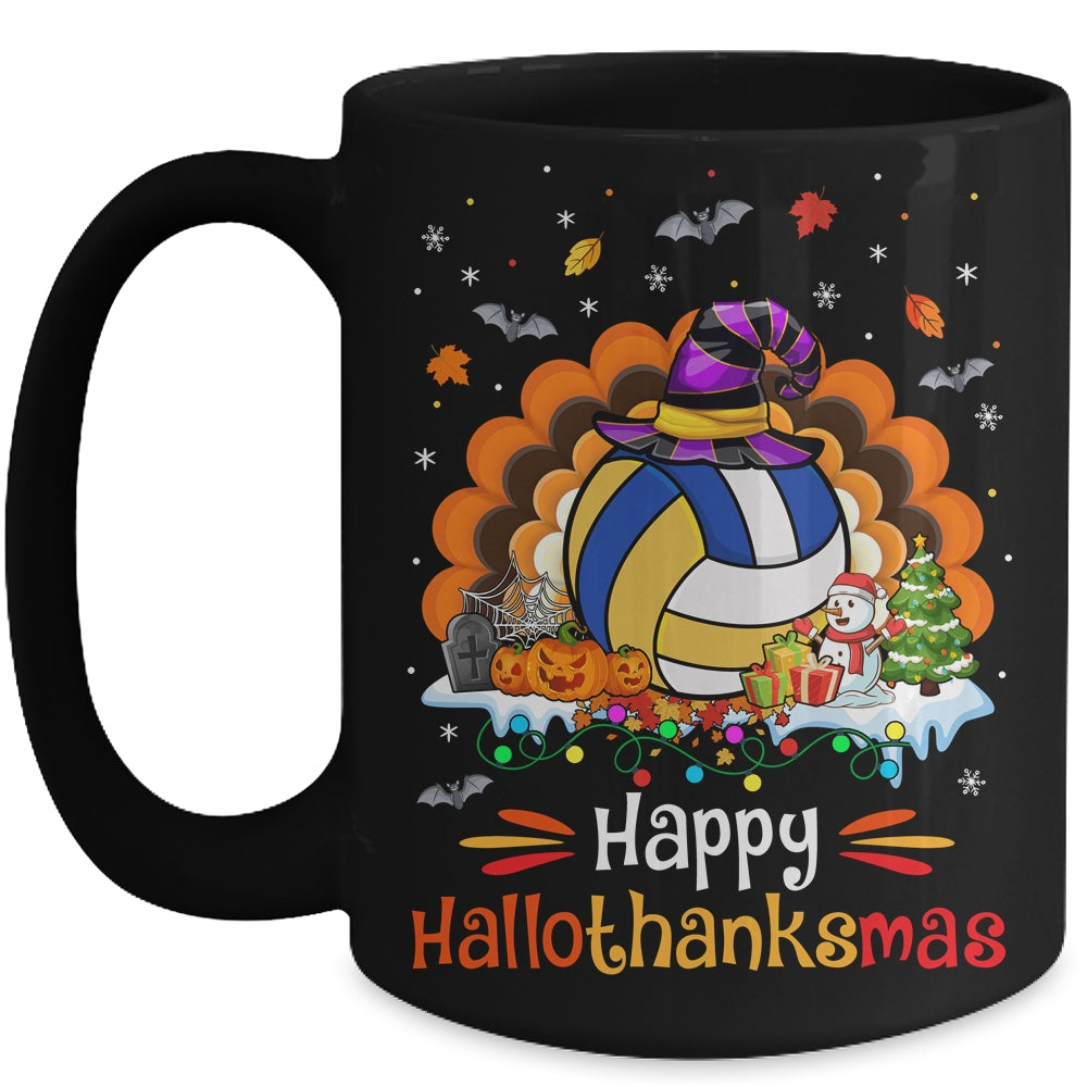 Volleyball Halloween Christmas Thanksgiving Hallothanksmas Mug | siriusteestore