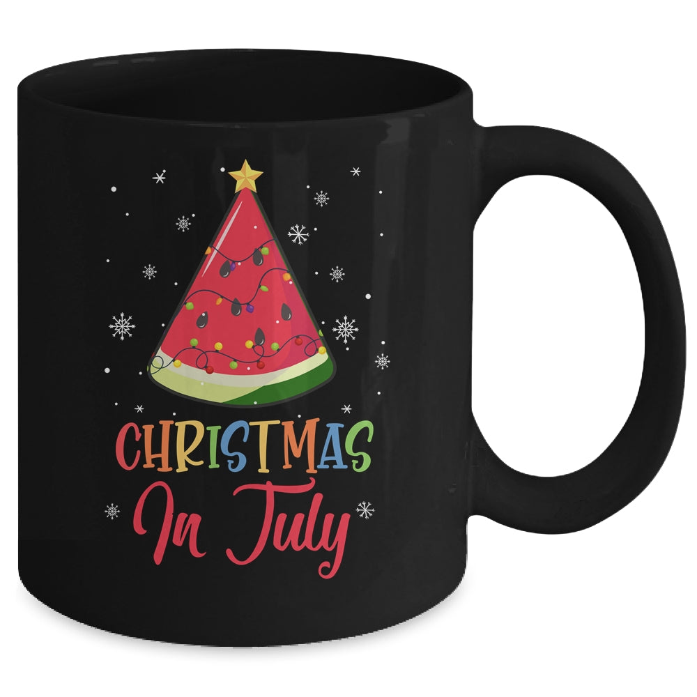 Watermelon Christmas Tree Christmas In July Summer Vacation Mug | siriusteestore