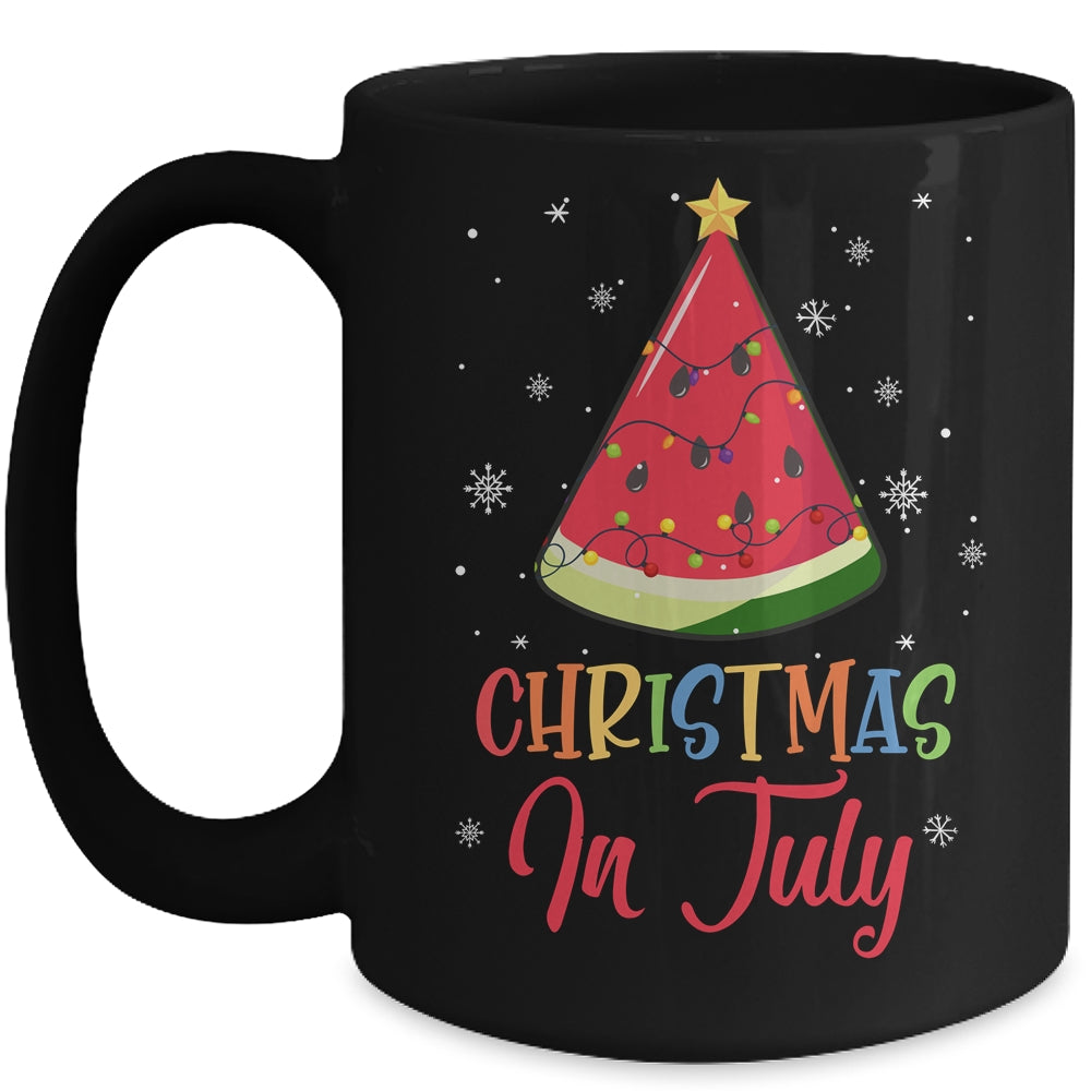 Watermelon Christmas Tree Christmas In July Summer Vacation Mug | siriusteestore
