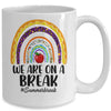 We Are On A Break Summer Break Leopard Rainbow Teacher Mug | siriusteestore