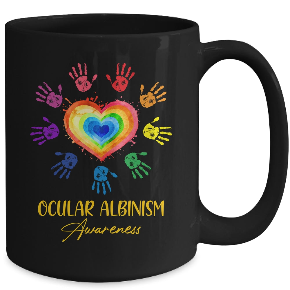 We Wear Rainbow Heart For Ocular Albinism Awareness Mug | siriusteestore