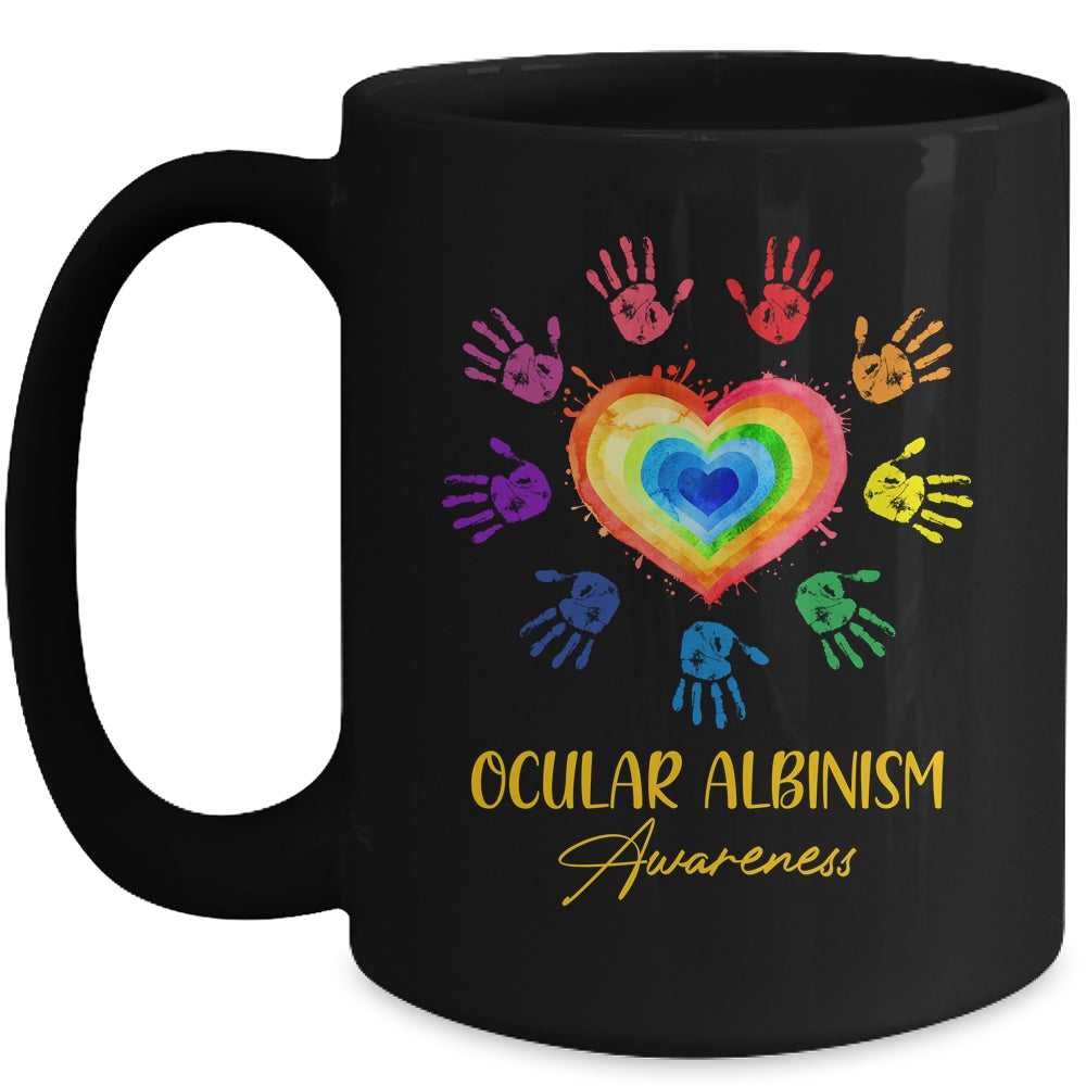 We Wear Rainbow Heart For Ocular Albinism Awareness Mug | siriusteestore