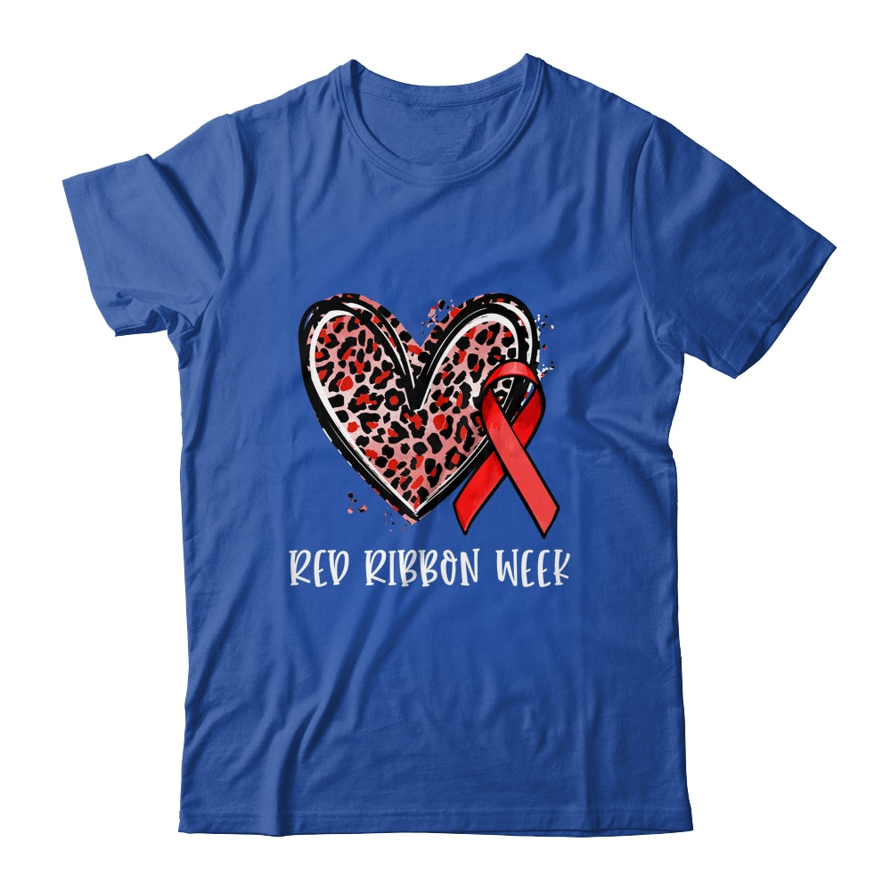 We Wear Red For Red Ribbon Week Awareness Heart Leopard Shirt & Hoodie | siriusteestore