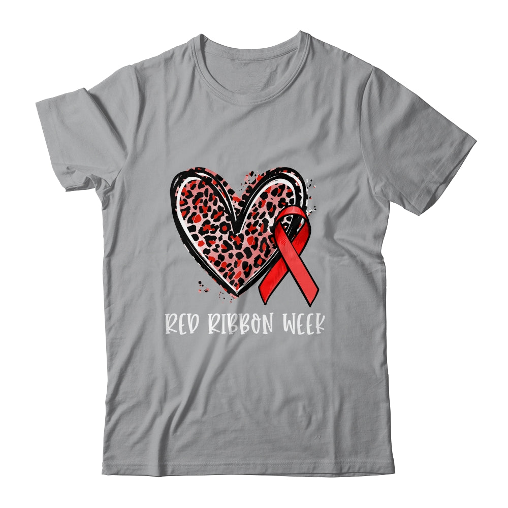 We Wear Red For Red Ribbon Week Awareness Heart Leopard Shirt & Hoodie | siriusteestore