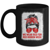 We Wear Red For Red Ribbon Week Awareness Messy Bun Teacher Mug | siriusteestore