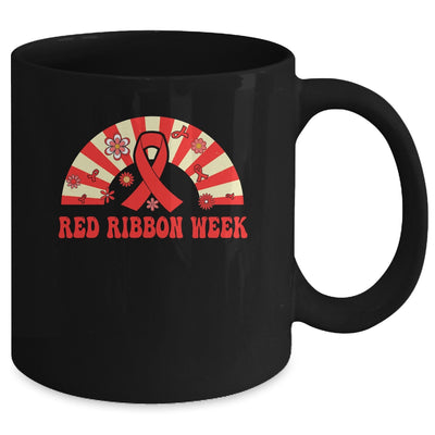 We Wear Red For Red Ribbon Week Awareness Rainbow Groovy Mug | siriusteestore