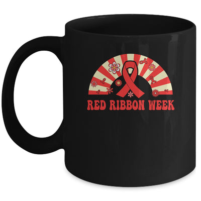We Wear Red For Red Ribbon Week Awareness Rainbow Groovy Mug | siriusteestore