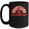 We Wear Red For Red Ribbon Week Awareness Rainbow Groovy Mug | siriusteestore