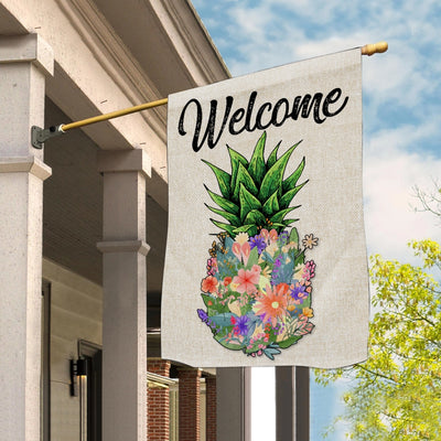 Welcome Pineapple Flower Floral Flag House Summer Warming | siriusteestore