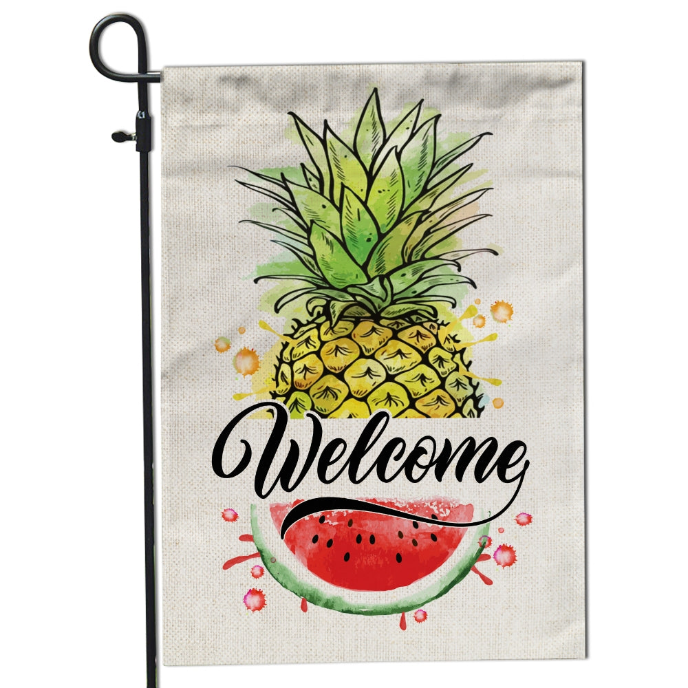 Welcome Pineapple and Watermelon Flag House Summer Warming | siriusteestore