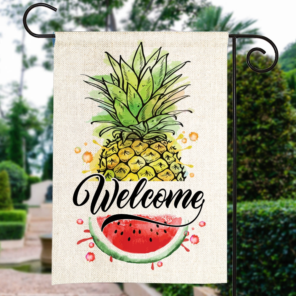 Welcome Pineapple and Watermelon Flag House Summer Warming | siriusteestore