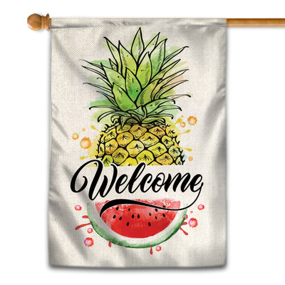 Welcome Pineapple and Watermelon Flag House Summer Warming | siriusteestore