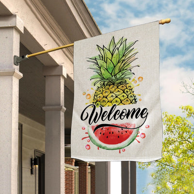 Welcome Pineapple and Watermelon Flag House Summer Warming | siriusteestore