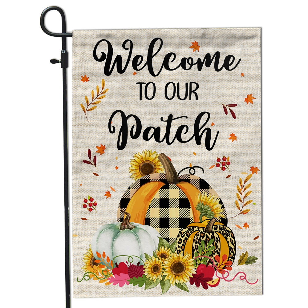 Welcome To Our Patch Flag Pumpkins for Law Farmhouse | siriusteestore