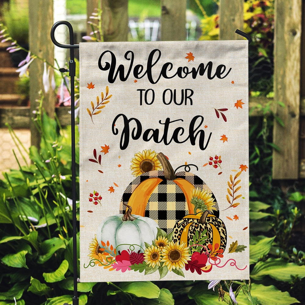 Welcome To Our Patch Flag Pumpkins for Law Farmhouse | siriusteestore
