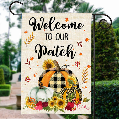 Welcome To Our Patch Flag Pumpkins for Law Farmhouse | siriusteestore