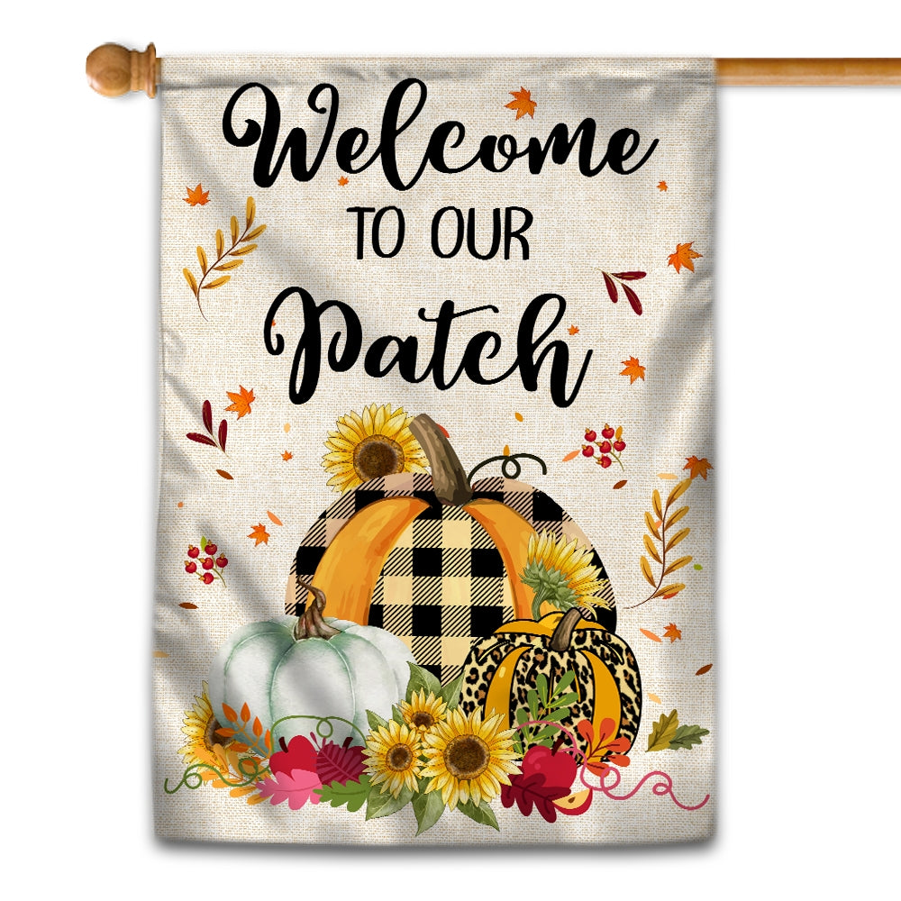 Welcome To Our Patch Flag Pumpkins for Law Farmhouse | siriusteestore