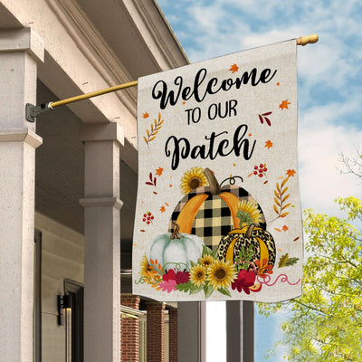 Welcome To Our Patch Flag Pumpkins for Law Farmhouse | siriusteestore