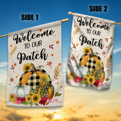 Welcome To Our Patch Flag Pumpkins for Law Farmhouse | siriusteestore