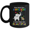 What Makes You Different Autism Child Elephant Mom Awareness Mug | siriusteestore