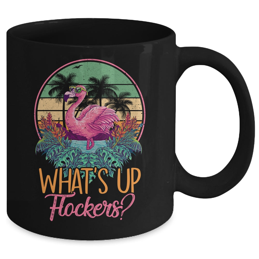 Whats UP Flockers Funny Flamingo Lover Big Pink Sunset Mug | siriusteestore