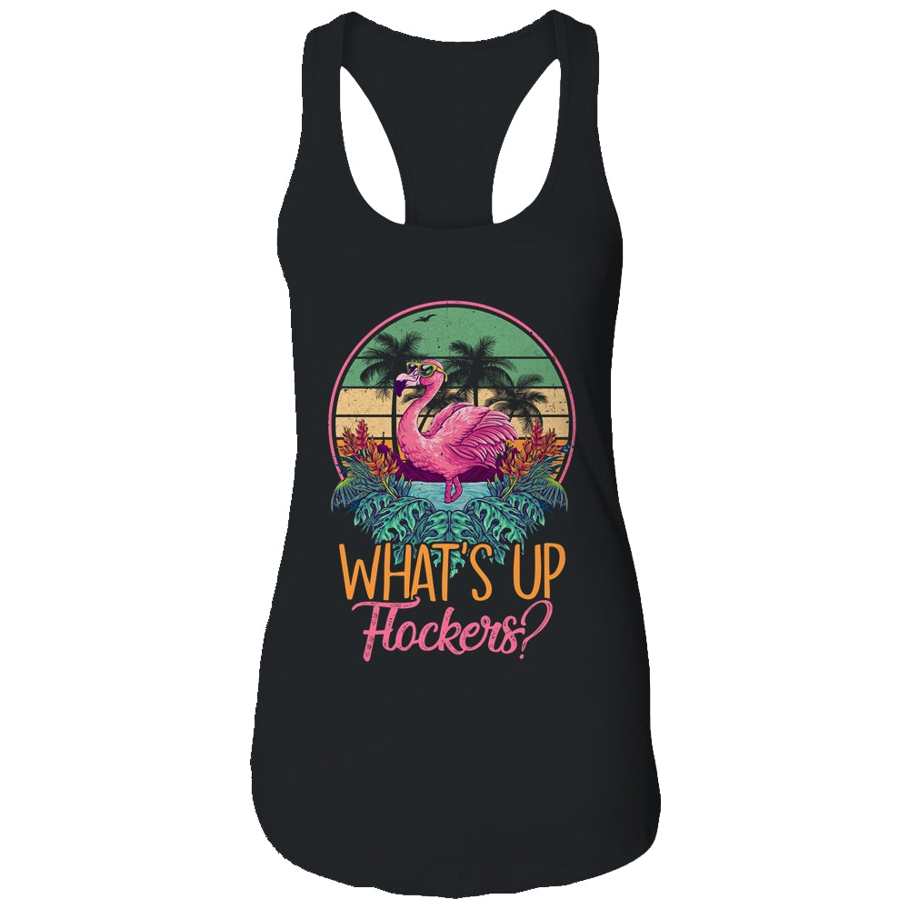Whats UP Flockers Funny Flamingo Lover Big Pink Sunset Shirt & Tank Top | siriusteestore