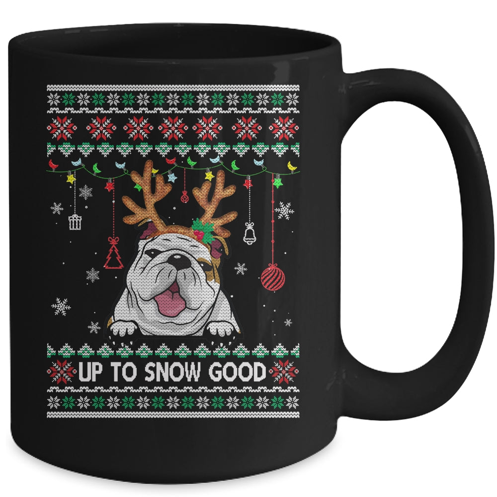 White English Bulldog Dog Reindeer Ugly Christmas Xmas Mug | siriusteestore
