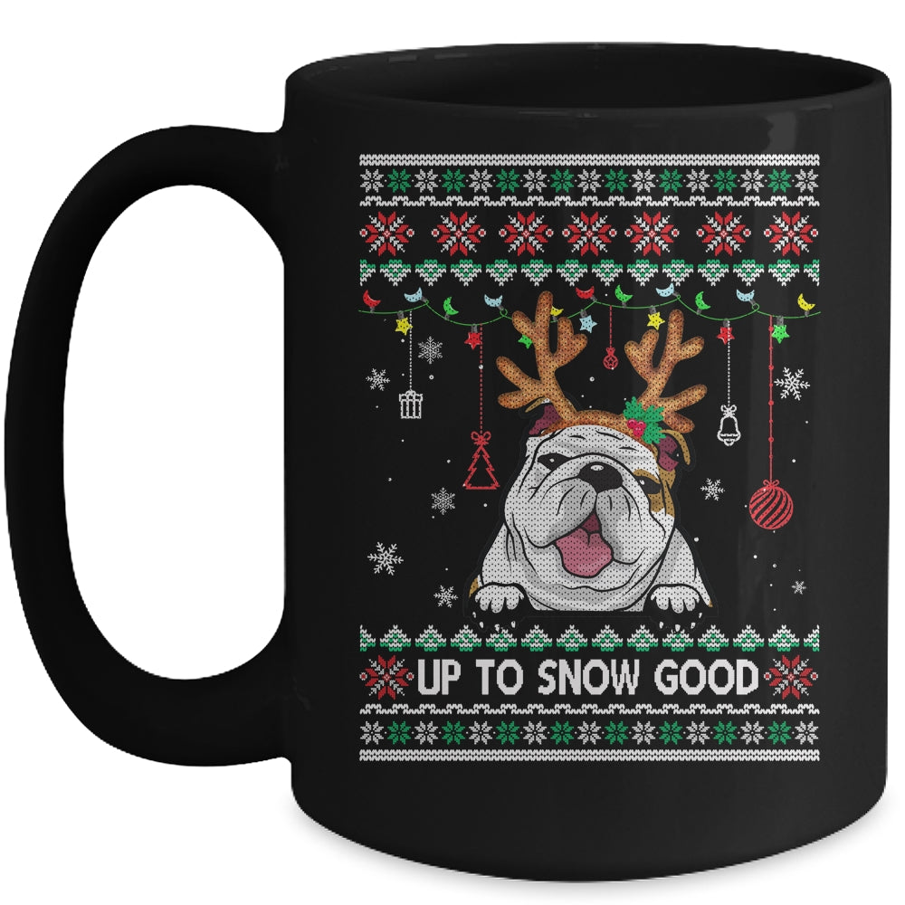 White English Bulldog Dog Reindeer Ugly Christmas Xmas Mug | siriusteestore