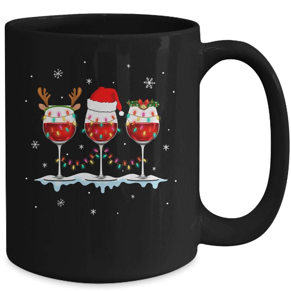 Wine Glass Christmas Santa Hat Reindeer Funny Christmas Gift Mug | siriusteestore