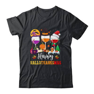Wines Glass Thanksgiving Funny Happy Hallothanksmas Shirt & Hoodie | siriusteestore