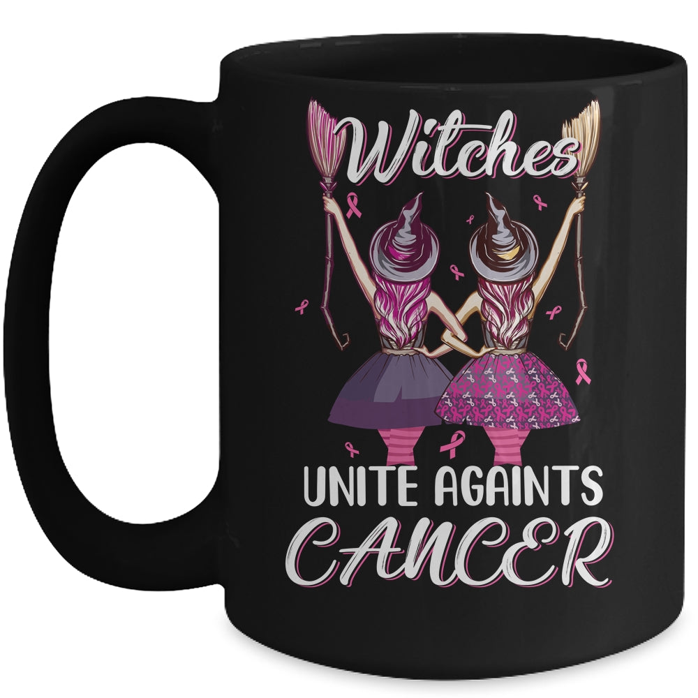 Witches Unite Against Breast Cancer Wear Pink Halloween Mug | siriusteestore