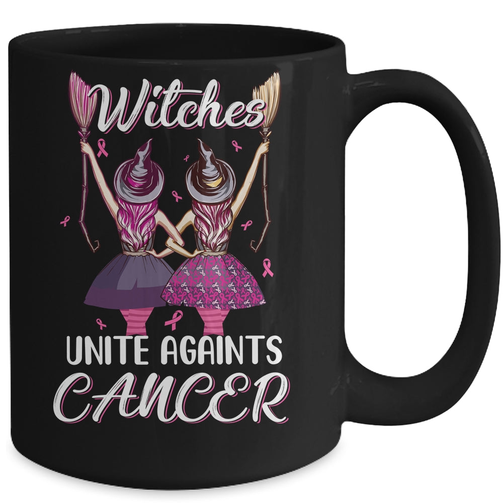 Witches Unite Against Breast Cancer Wear Pink Halloween Mug | siriusteestore