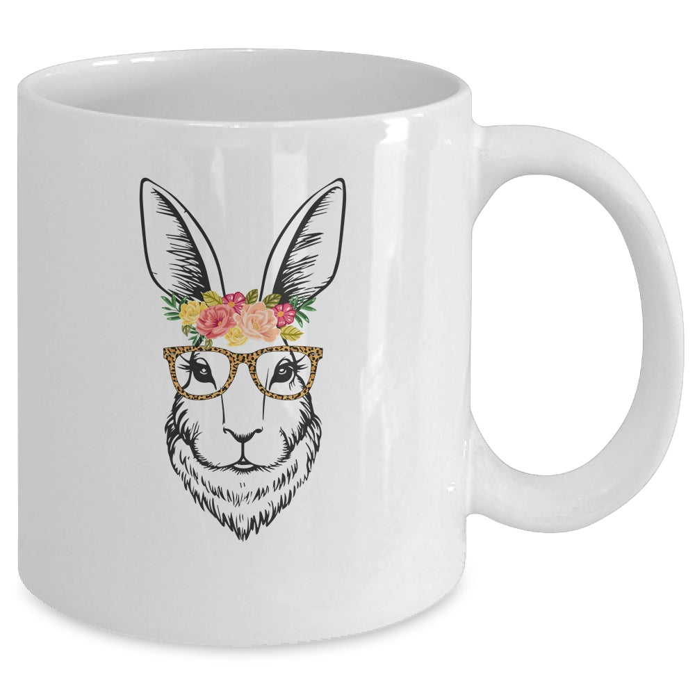 Women Teen Girls Easter Bunny With Glasses Leopard Mug | siriusteestore