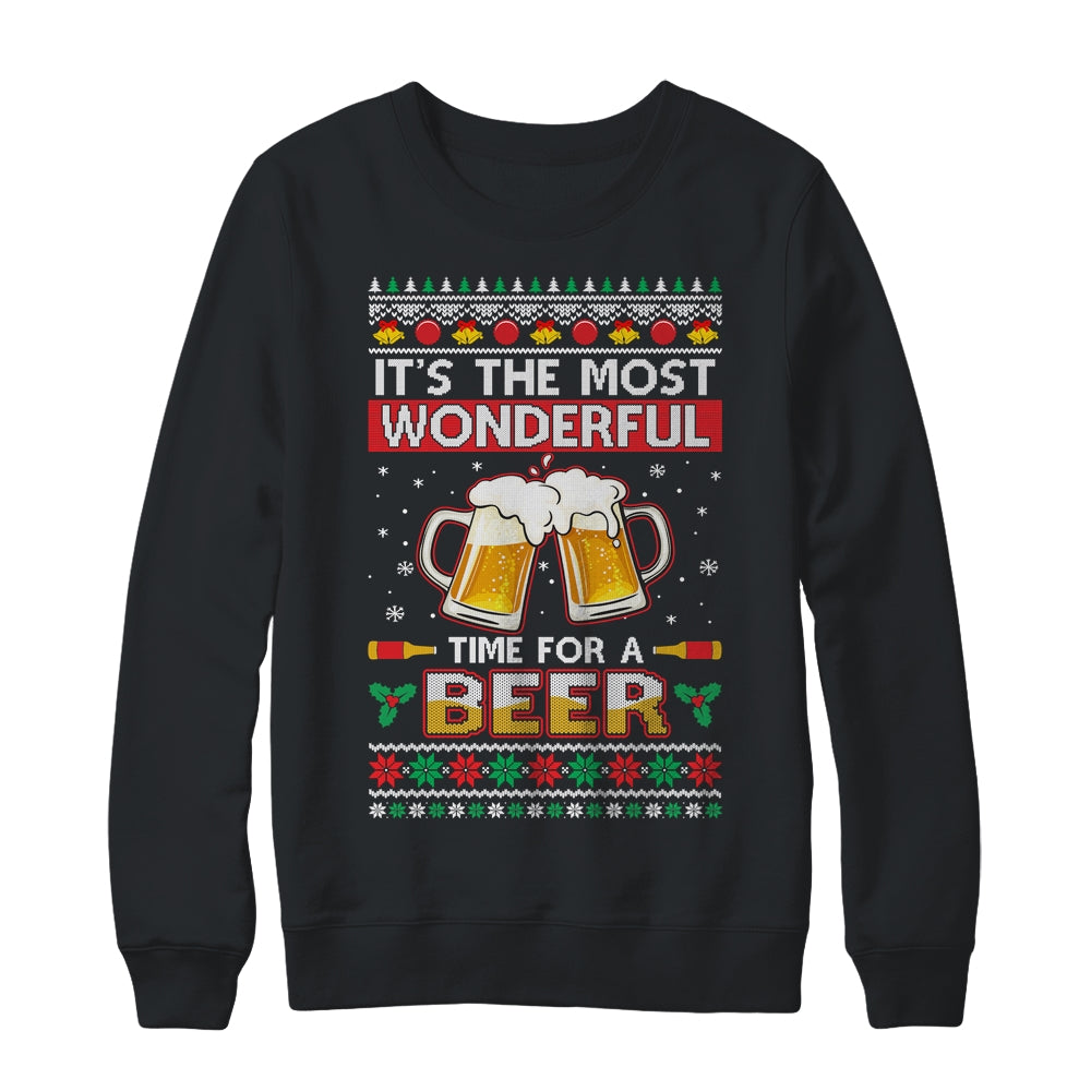 Wonderful Time For A Beer Ugly Christmas Xmas Shirt & Sweatshirt | siriusteestore