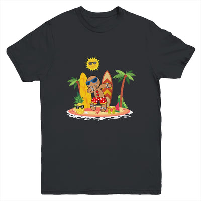 Xmas Beach Boy Dabbing Gingerbread Man Christmas In July Youth Shirt | siriusteestore