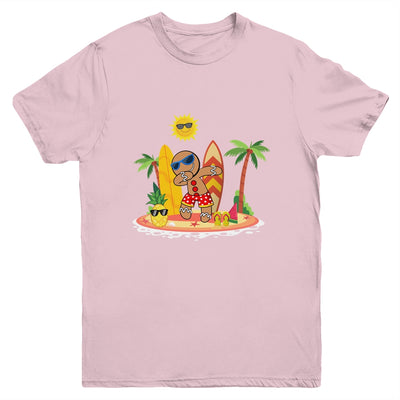 Xmas Beach Boy Dabbing Gingerbread Man Christmas In July Youth Shirt | siriusteestore