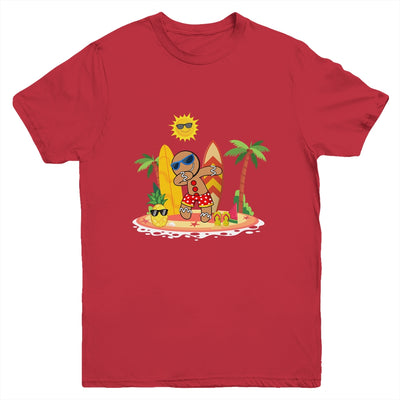 Xmas Beach Boy Dabbing Gingerbread Man Christmas In July Youth Shirt | siriusteestore