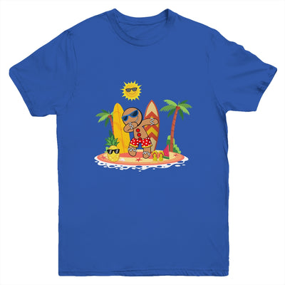 Xmas Beach Boy Dabbing Gingerbread Man Christmas In July Youth Shirt | siriusteestore