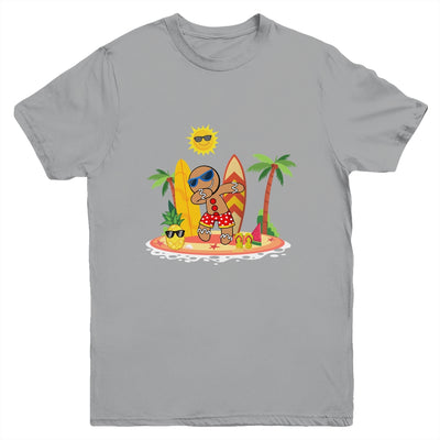 Xmas Beach Boy Dabbing Gingerbread Man Christmas In July Youth Shirt | siriusteestore