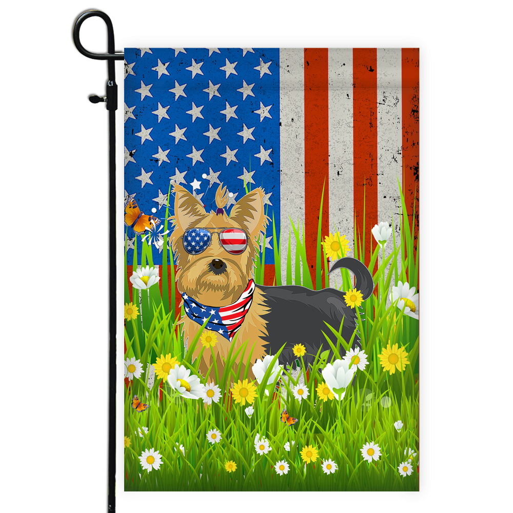 Yorkie American USA Flag 4th of July Dog Lover On Independence Day | siriusteestore